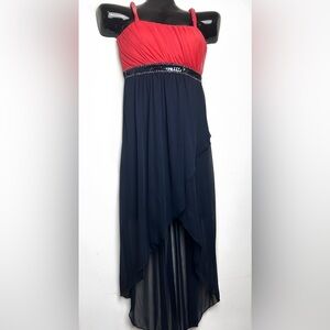 Elegant Coral and Navy Blue Women's Dress